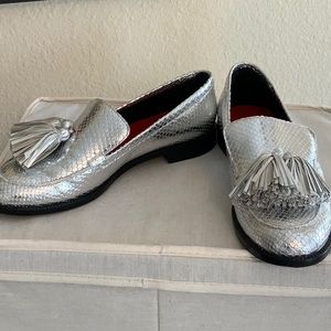 Frances Valentine Metallic Silver Loafers